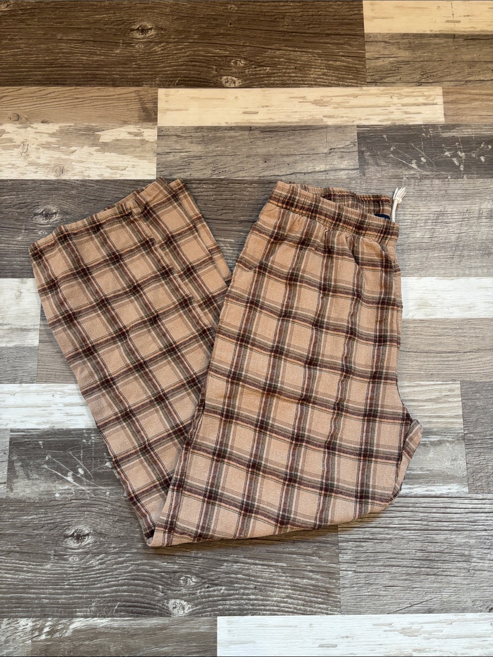 Brandy Melville Beige & Brown Plaid pajamas pants